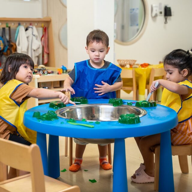 Nursery children developing social skills through play